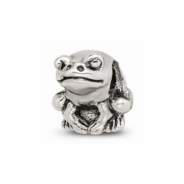 925 Sterling Silver Solid Open back Antique finish Antiqued Frog Pendant 